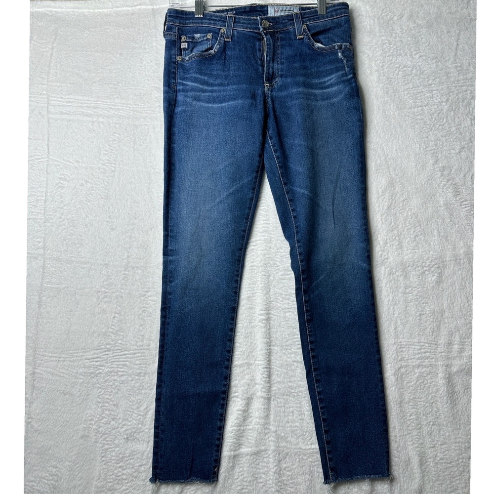 AG Adriano Goldschmied The Legging Ankle Jeans 29R Blue Raw Hem Skinny Denim